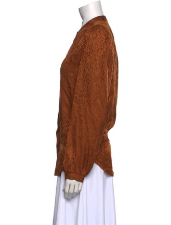 A.L.C. Silk Mock Neck Button-Up Top