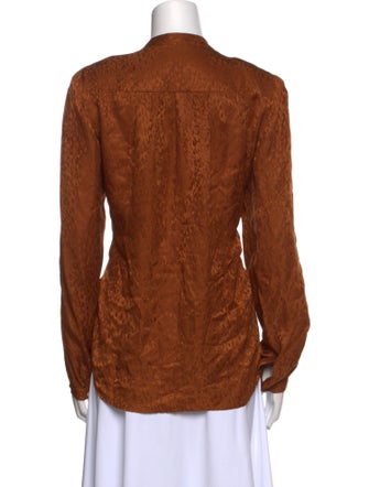 A.L.C. Silk Mock Neck Button-Up Top