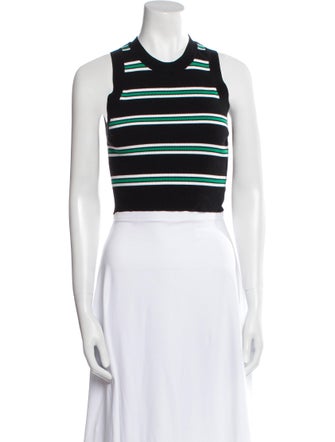 A.L.C. Striped Crew Neck Crop Top