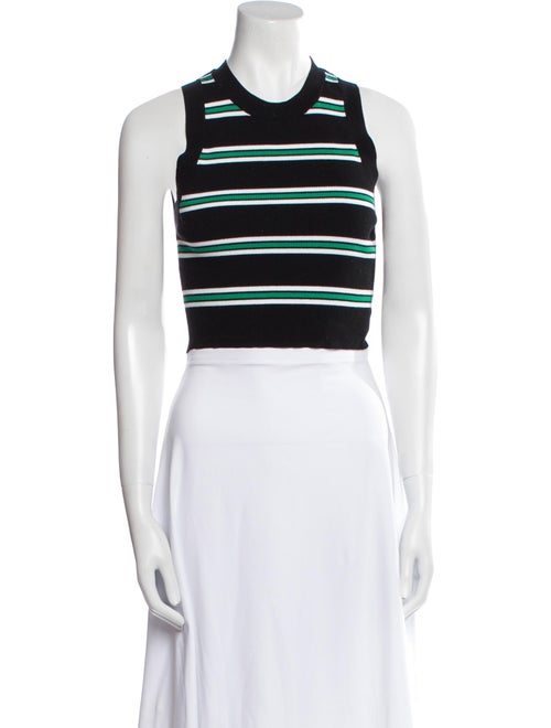 A.L.C. Striped Crew Neck Crop Top