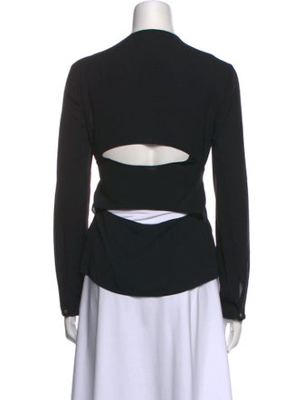 A.L.C. Silk Crew Neck Button-Up Top