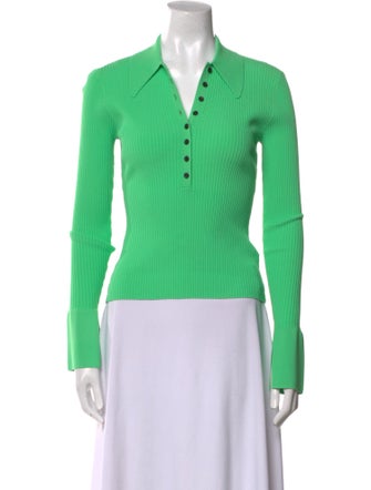 A.L.C. V-Neck Long Sleeve Polo