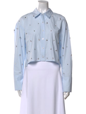 A.L.C. Printed Long Sleeve Crop Top