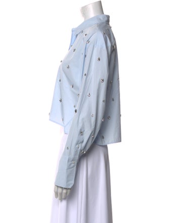 A.L.C. Printed Long Sleeve Crop Top