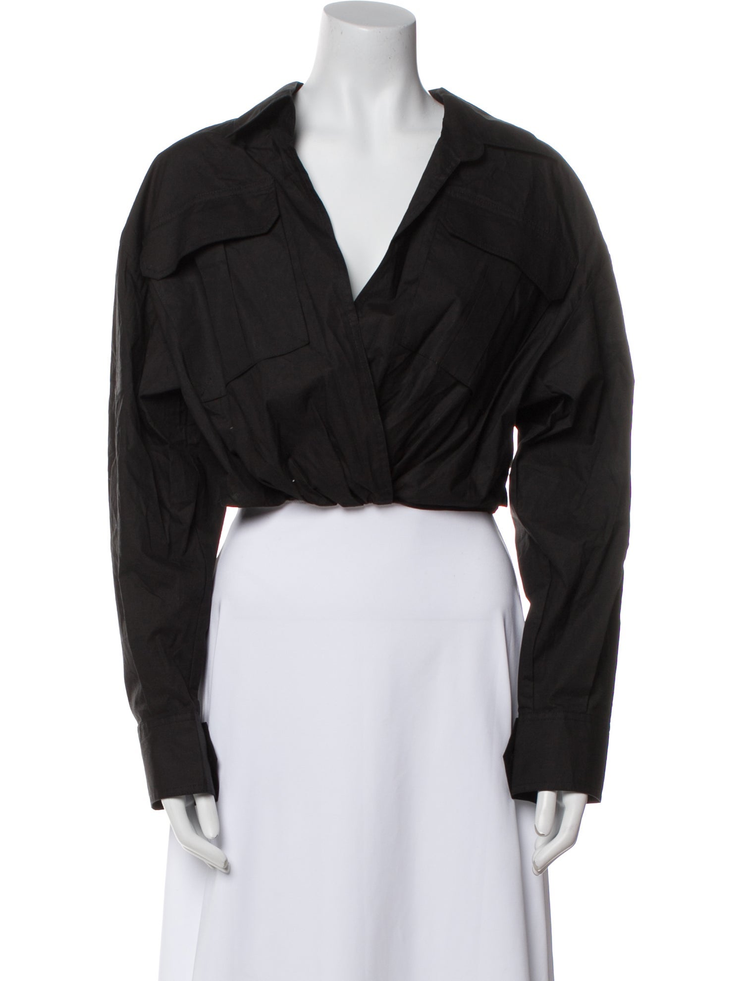 A.L.C. V-Neck Long Sleeve Crop Top