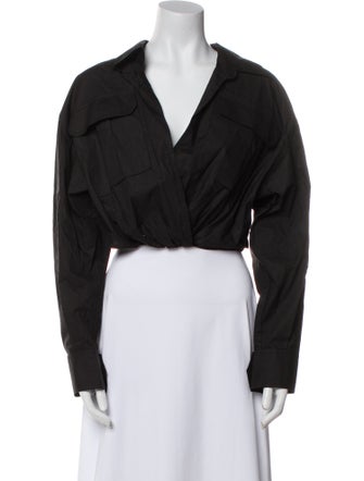 A.L.C. V-Neck Long Sleeve Crop Top