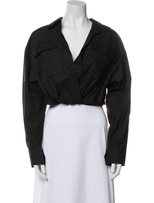 A.L.C. V-Neck Long Sleeve Crop Top