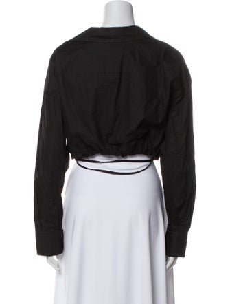 A.L.C. V-Neck Long Sleeve Crop Top