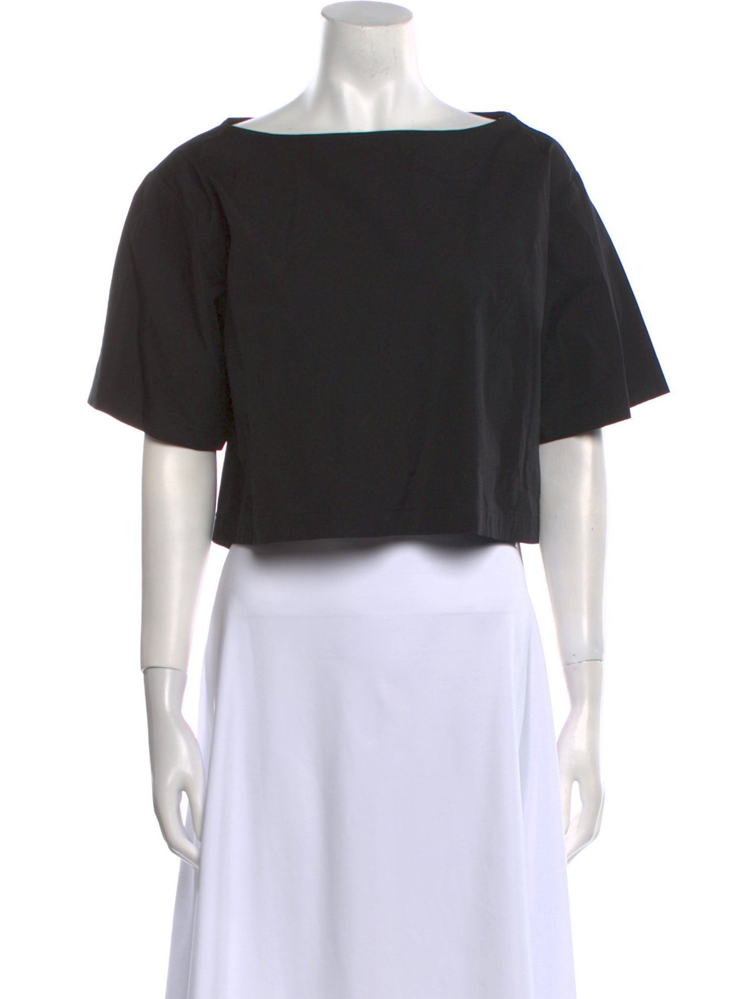 A.L.C. Bateau Neckline Short Sleeve Crop Top