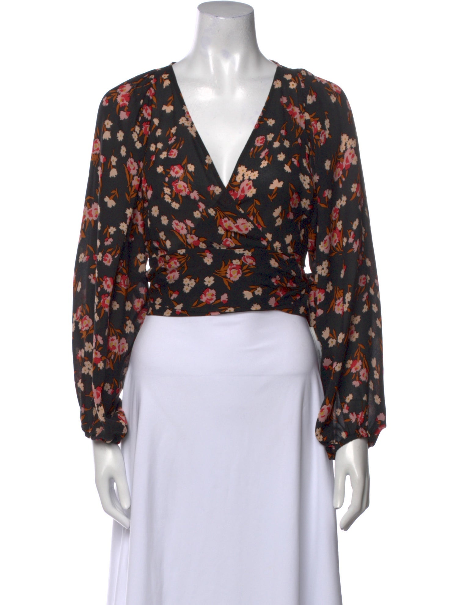 A.L.C. Silk Floral Print Crop Top