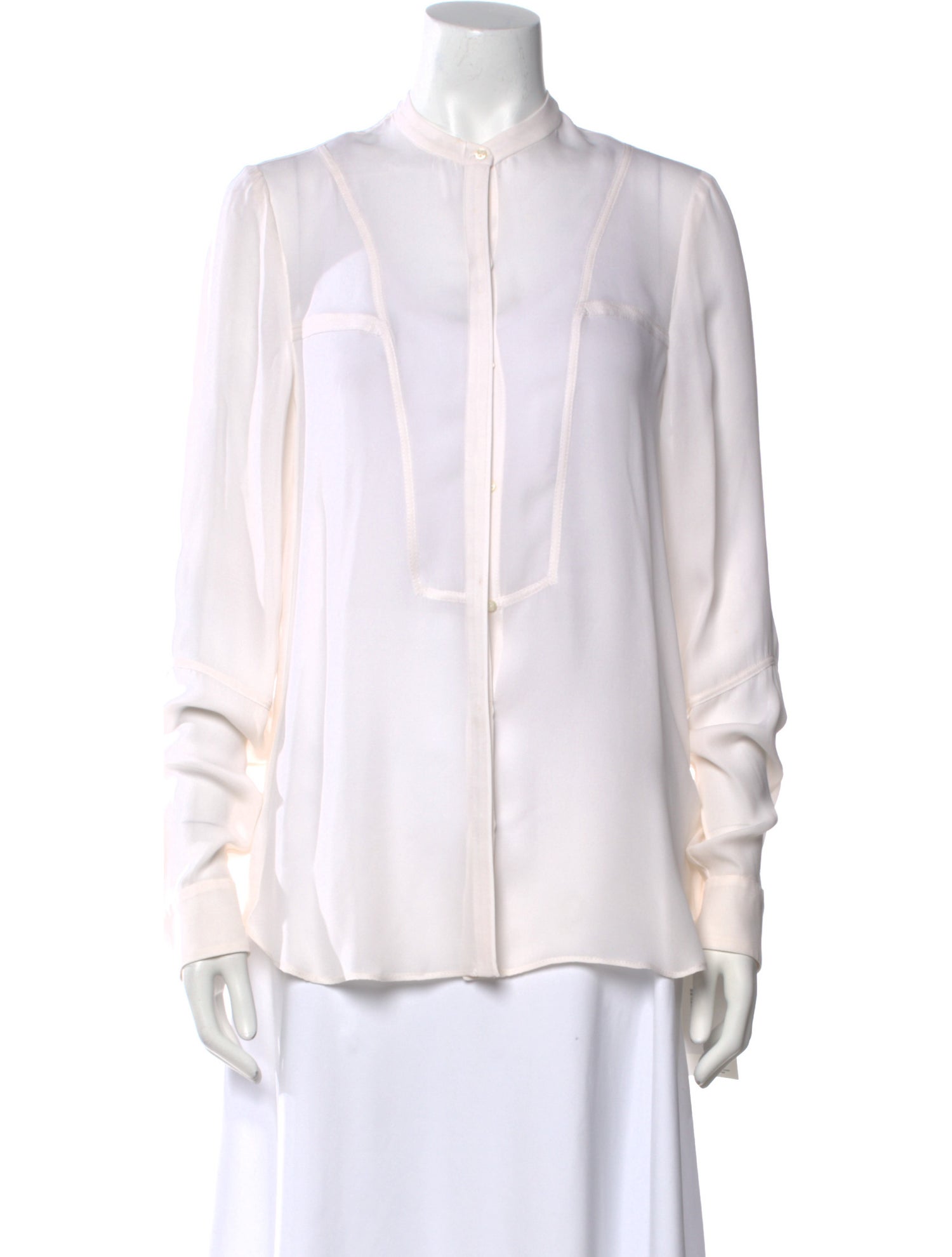 A.L.C. Silk Mock Neck Button-Up Top