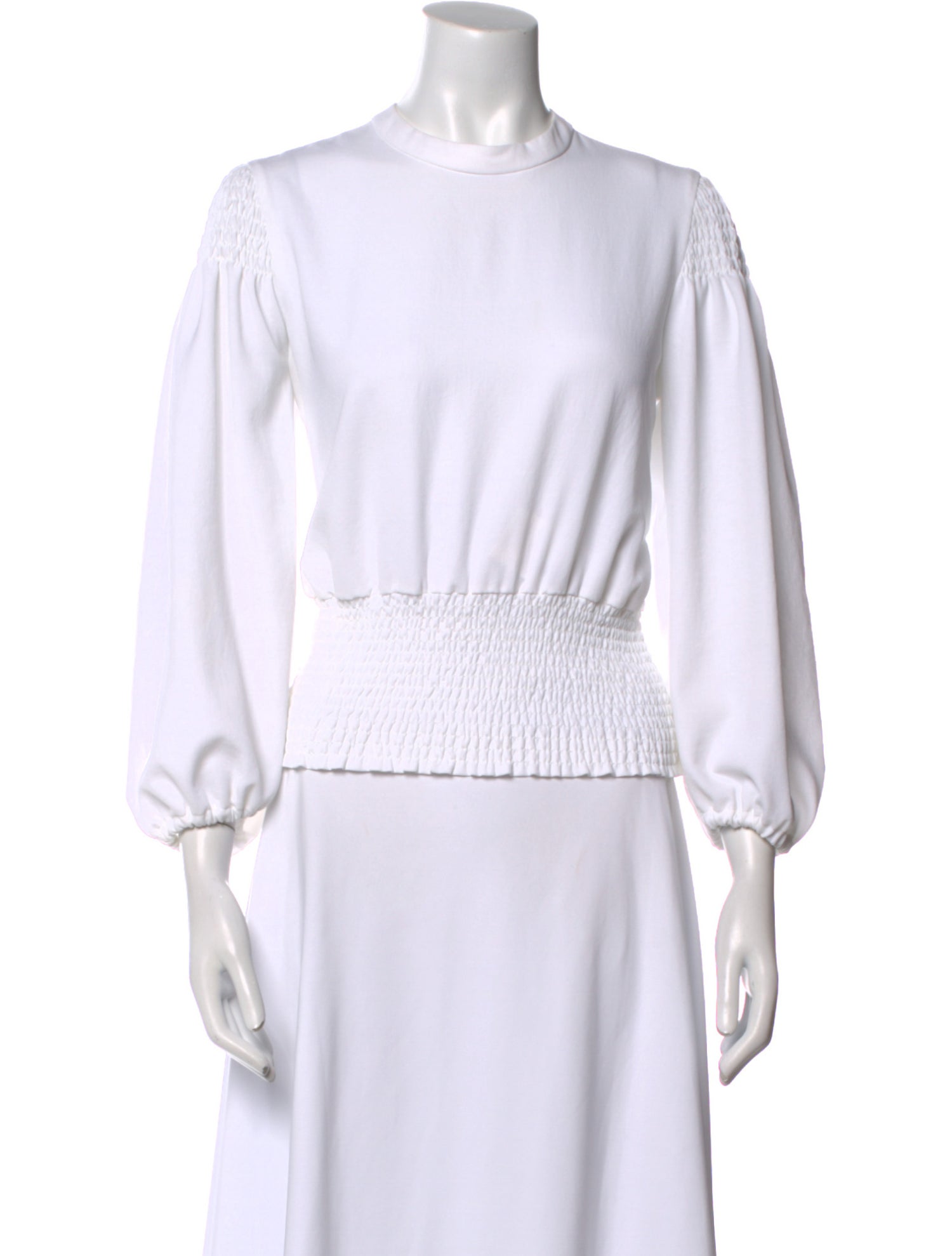 A.L.C. Crew Neck Three-Quarter Sleeve Crop Top