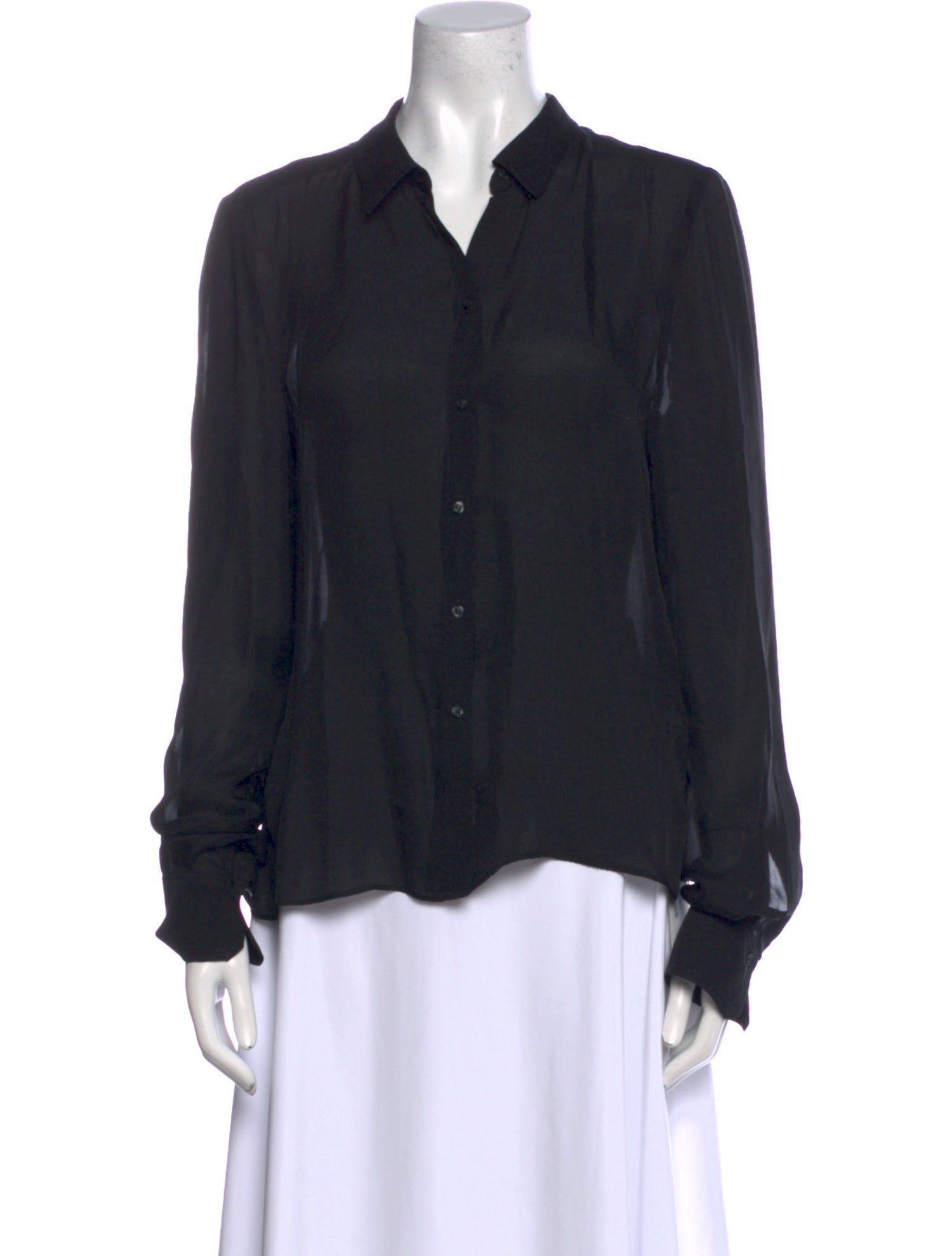 A.L.C. Silk Long Sleeve Button-Up Top