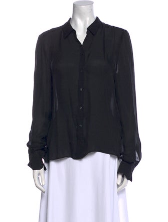 A.L.C. Silk Long Sleeve Button-Up Top