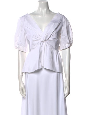 A.L.C. V-Neck Short Sleeve Crop Top