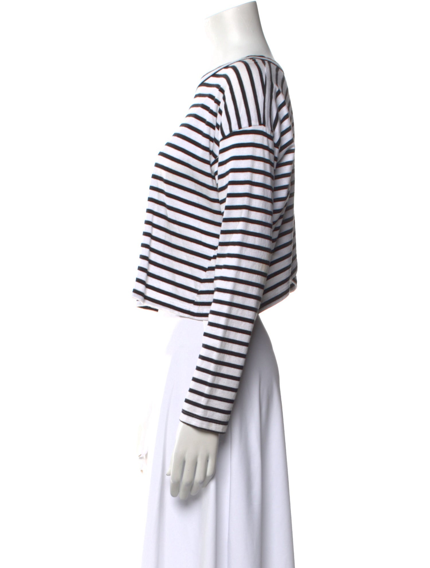 A.L.C. Striped Scoop Neck Crop Top