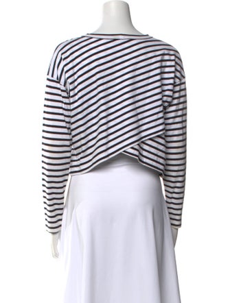 A.L.C. Striped Scoop Neck Crop Top
