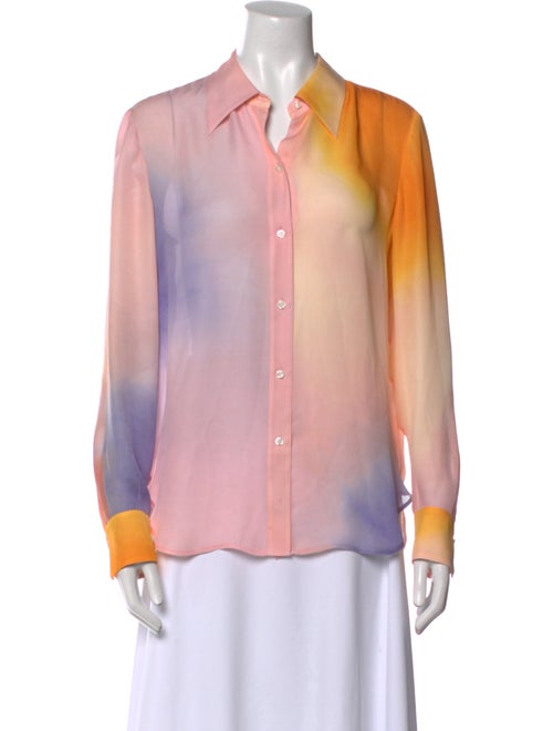 A.L.C. Silk Tie-Dye Print Button-Up Top
