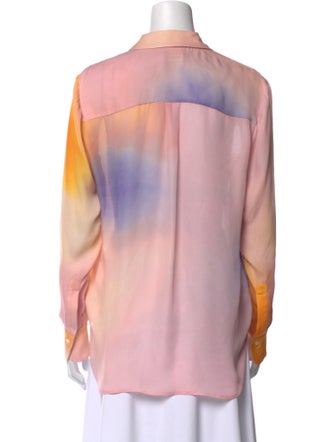 A.L.C. Silk Tie-Dye Print Button-Up Top