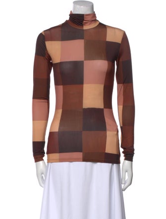A.L.C. Plaid Print Turtleneck Top