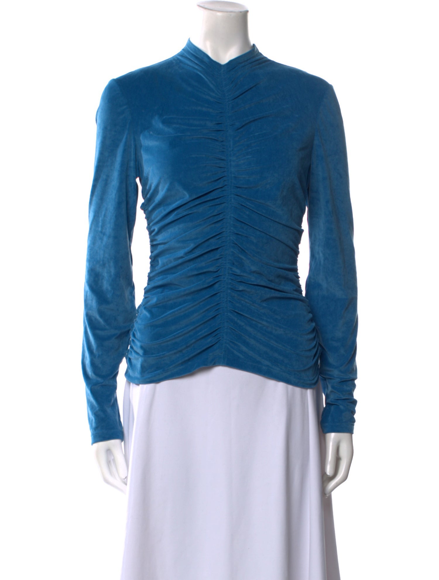 A.L.C. Velvet Mock Neck Button-Up Top