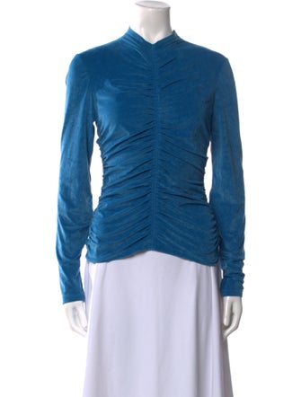 A.L.C. Velvet Mock Neck Button-Up Top