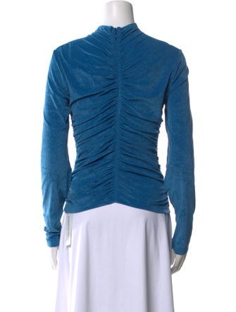 A.L.C. Velvet Mock Neck Button-Up Top