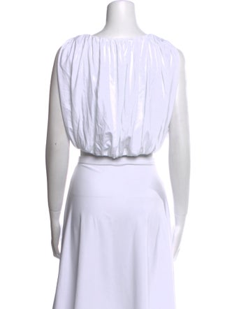 A.L.C. Striped Bateau Neckline Crop Top