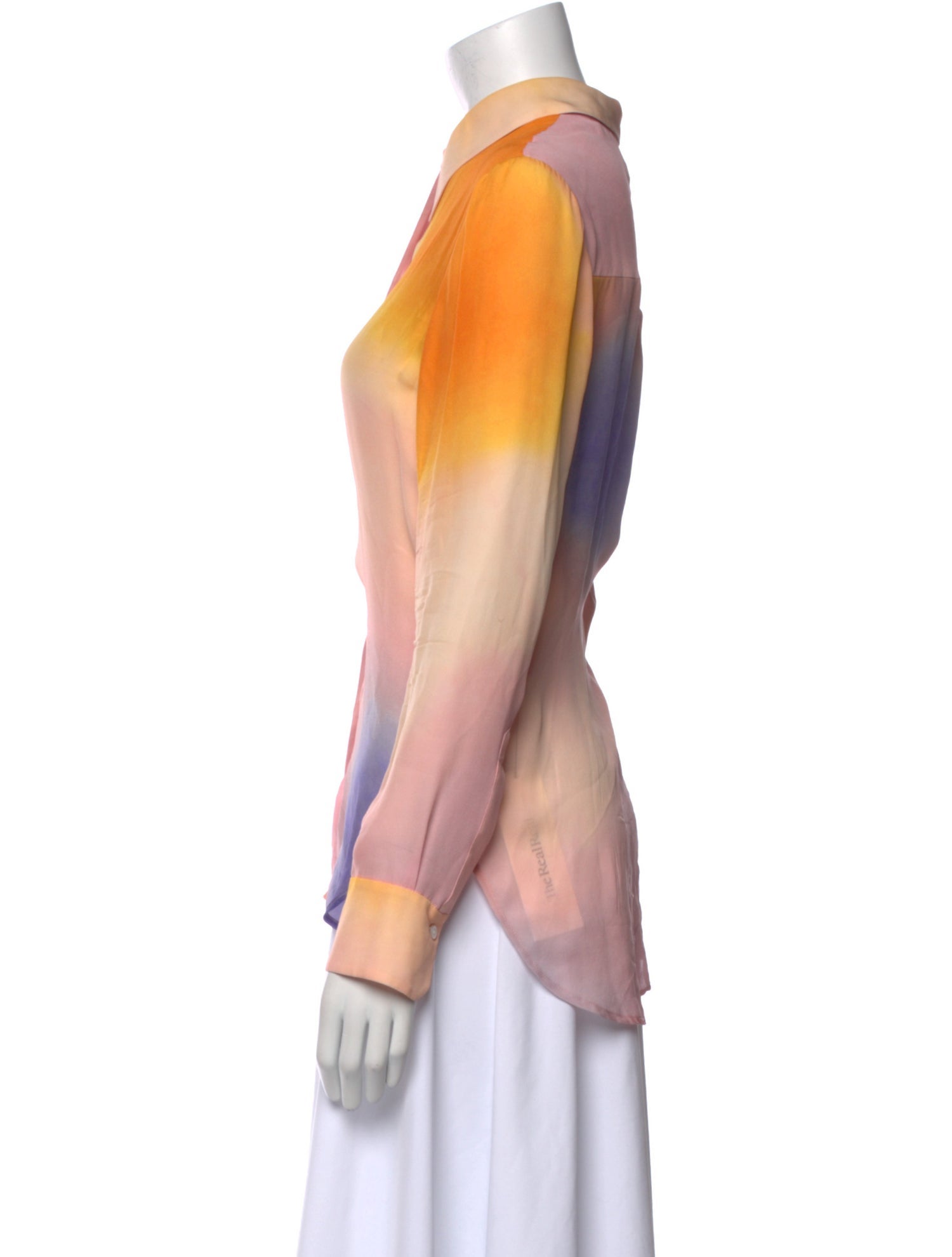 A.L.C. Silk Tie-Dye Print Button-Up Top