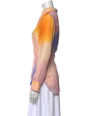 A.L.C. Silk Tie-Dye Print Button-Up Top