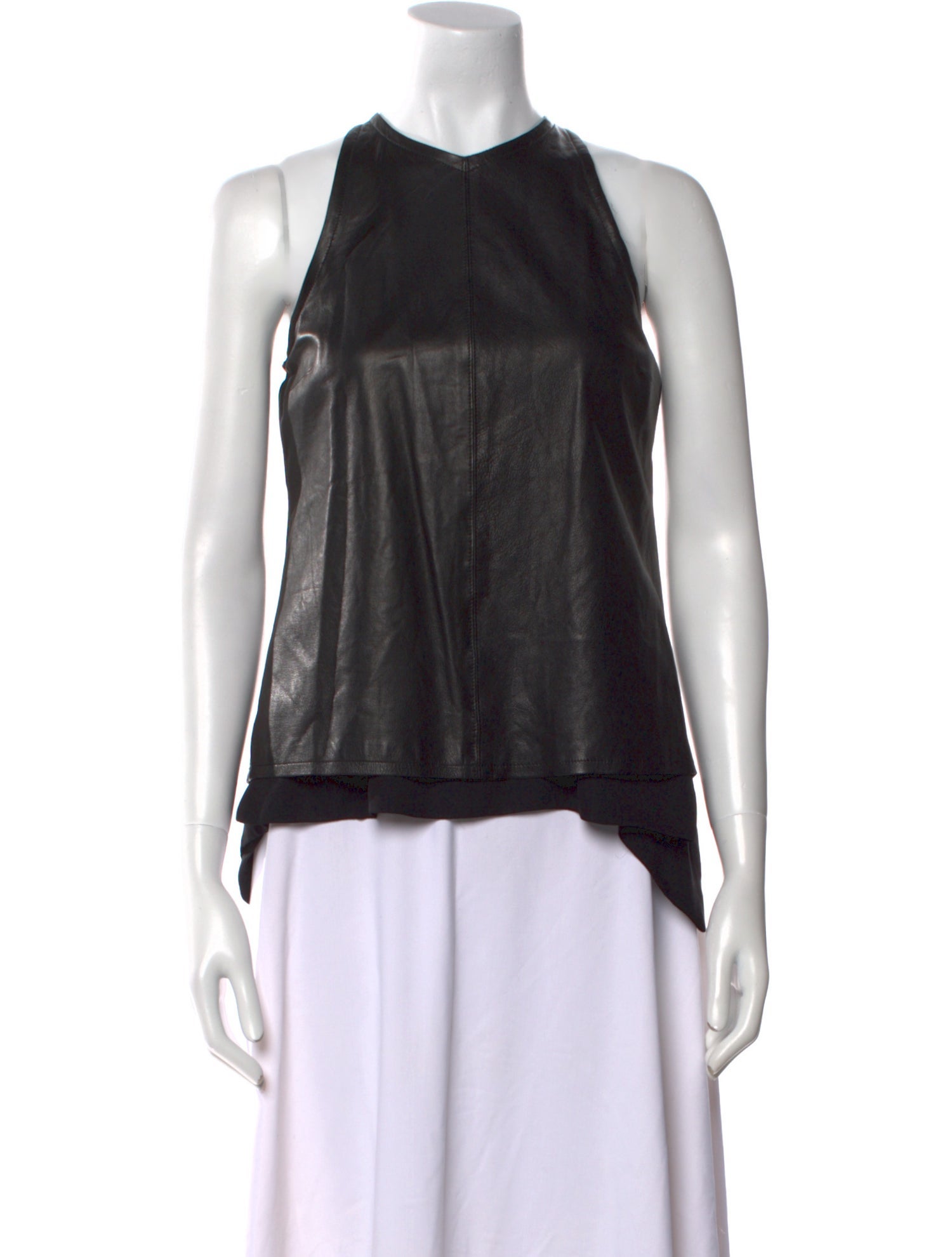 A.L.C. Lamb Leather Crew Neck Blouse w/ Tags