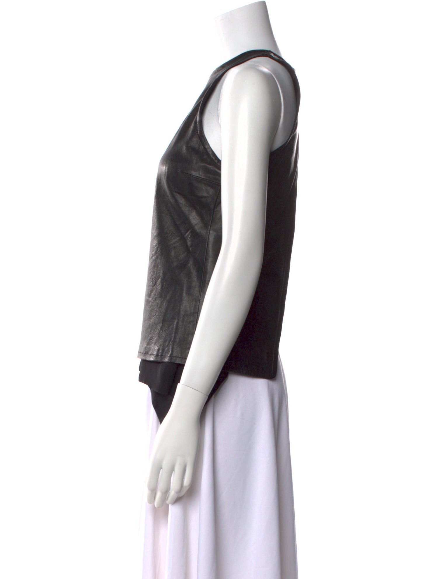 A.L.C. Lamb Leather Crew Neck Blouse w/ Tags