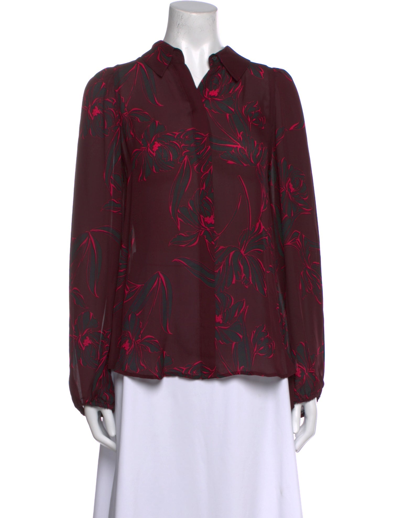 A.L.C. Silk Printed Button-Up Top