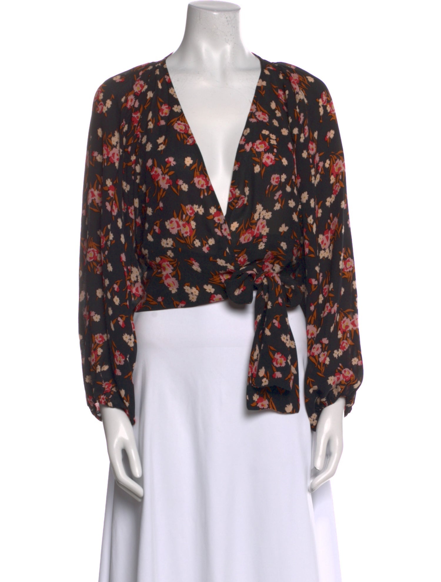 A.L.C. Silk Floral Print Crop Top