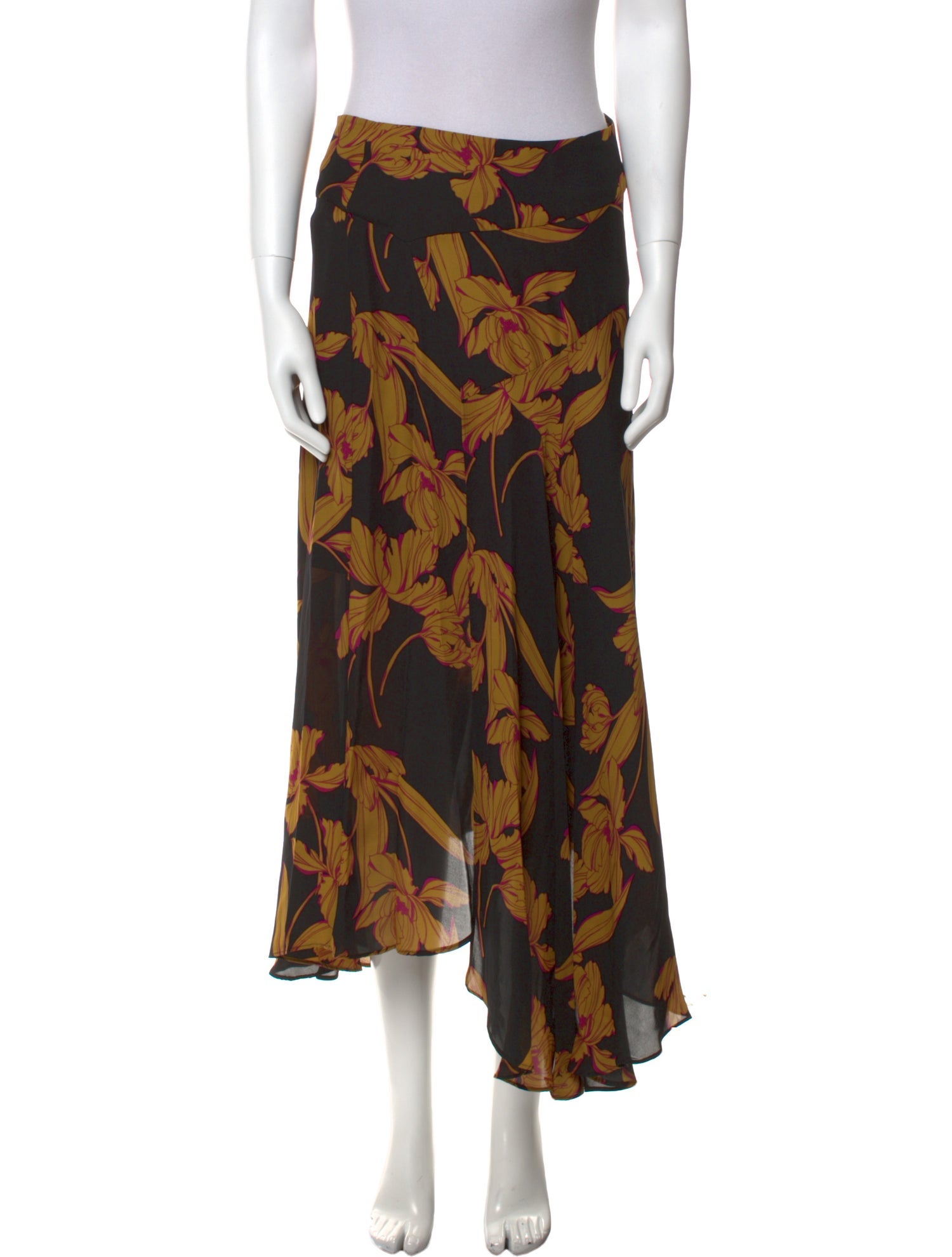 A.L.C. Silk Midi Length Skirt