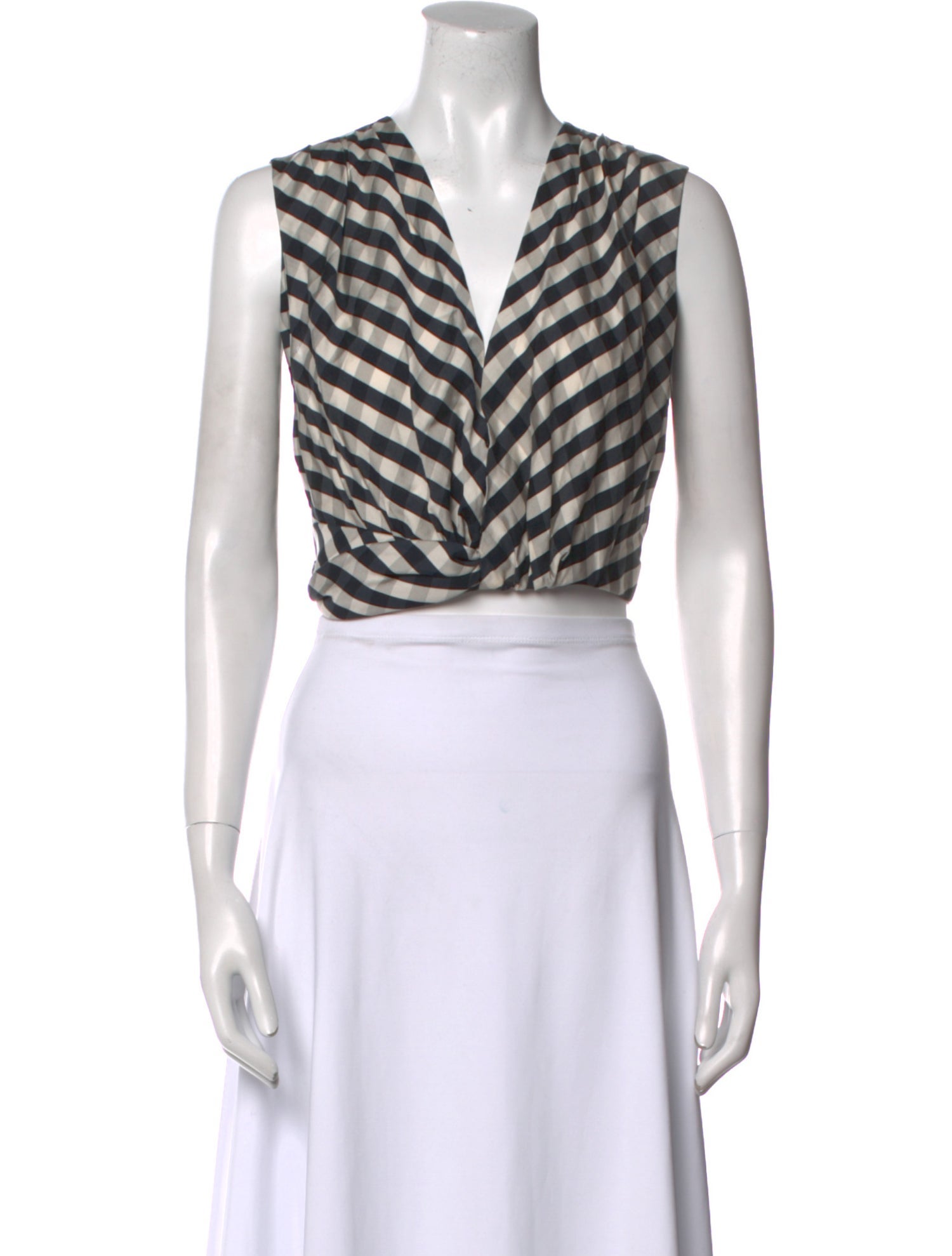 A.L.C. Striped V-Neck Crop Top