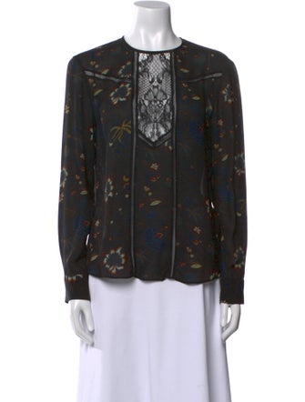 A.L.C. Silk Printed Button-Up Top