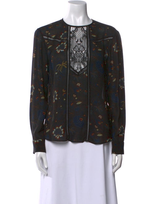 A.L.C. Silk Printed Button-Up Top