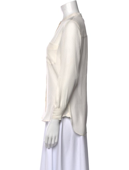 A.L.C. Silk Mock Neck Button-Up Top