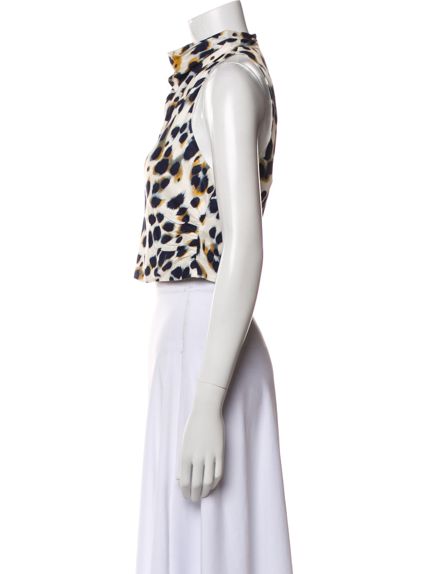 A.L.C. Animal Print Turtleneck Crop Top