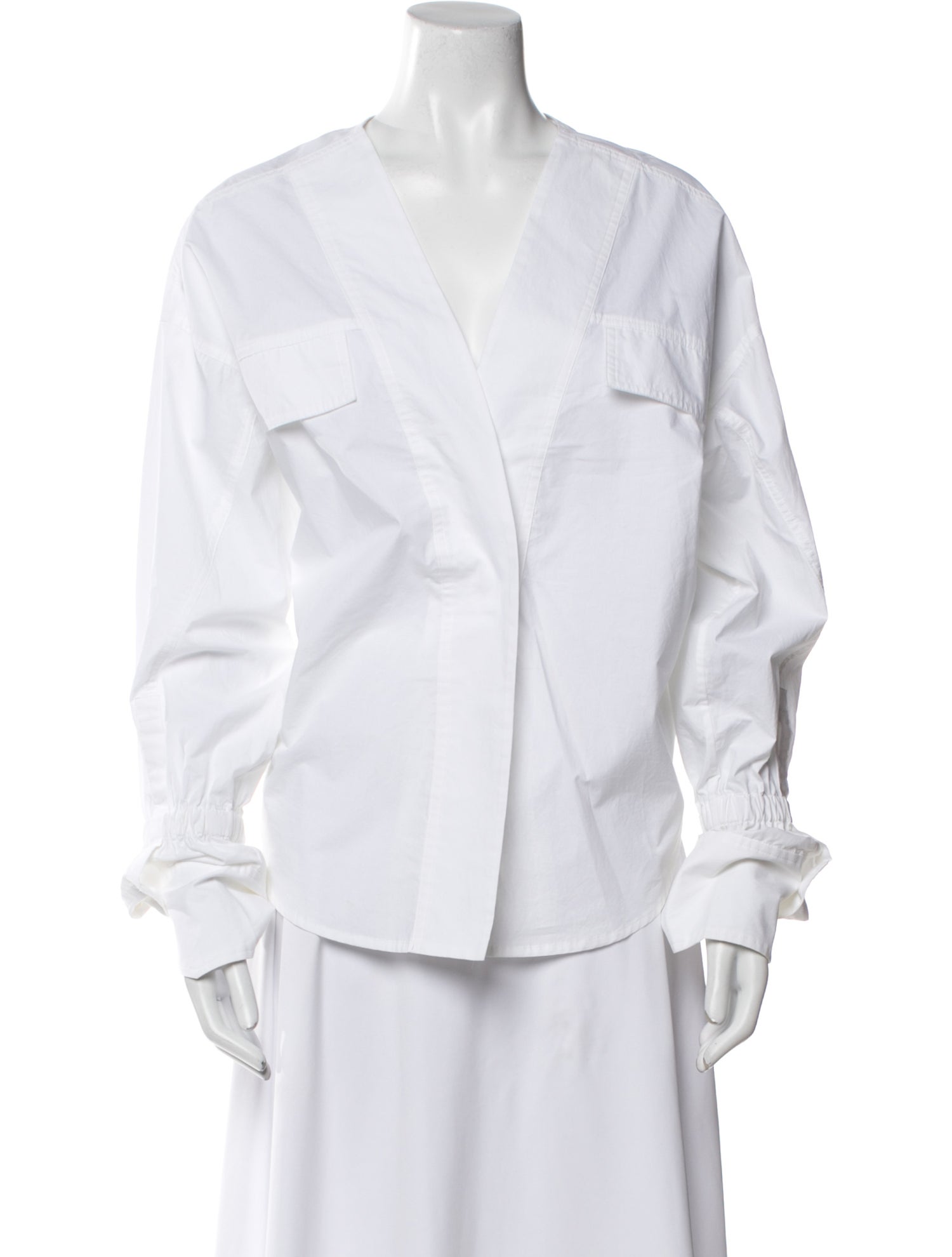 A.L.C. V-Neck Long Sleeve Button-Up Top