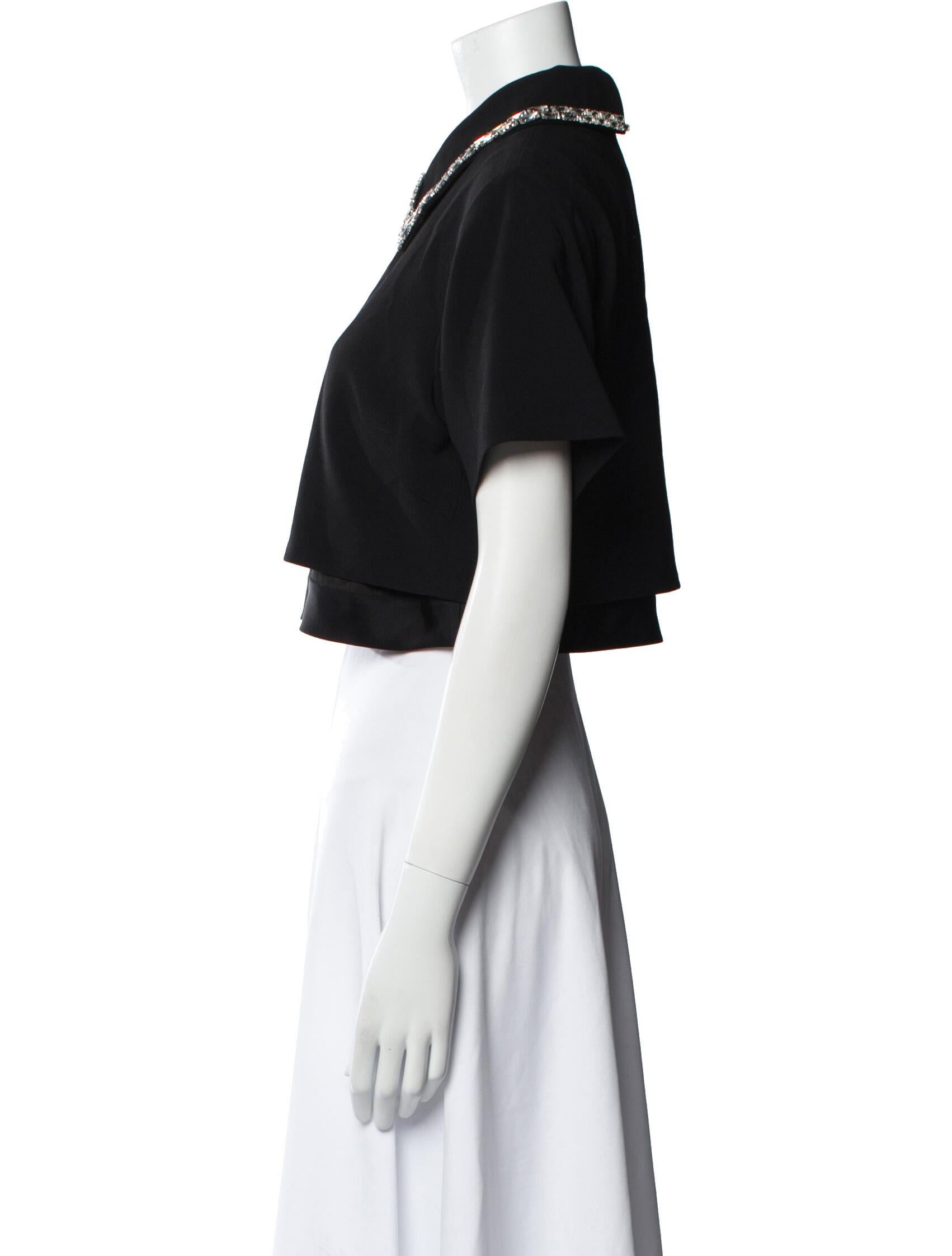 A.L.C. V-Neck Short Sleeve Crop Top