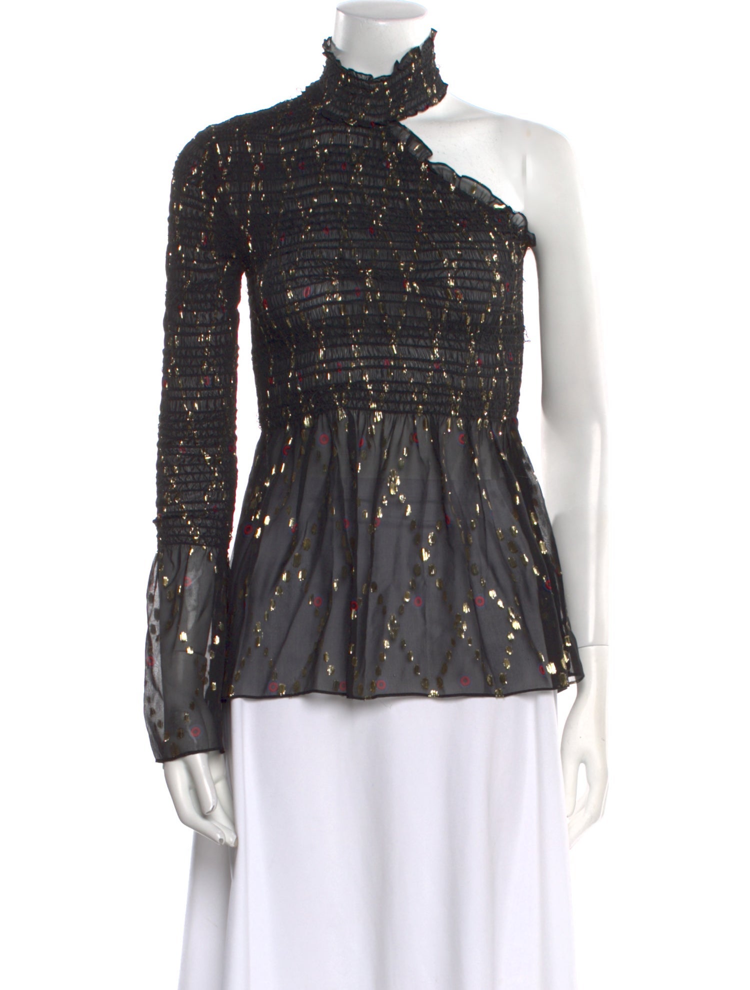 A.L.C. Printed Mock Neck Blouse