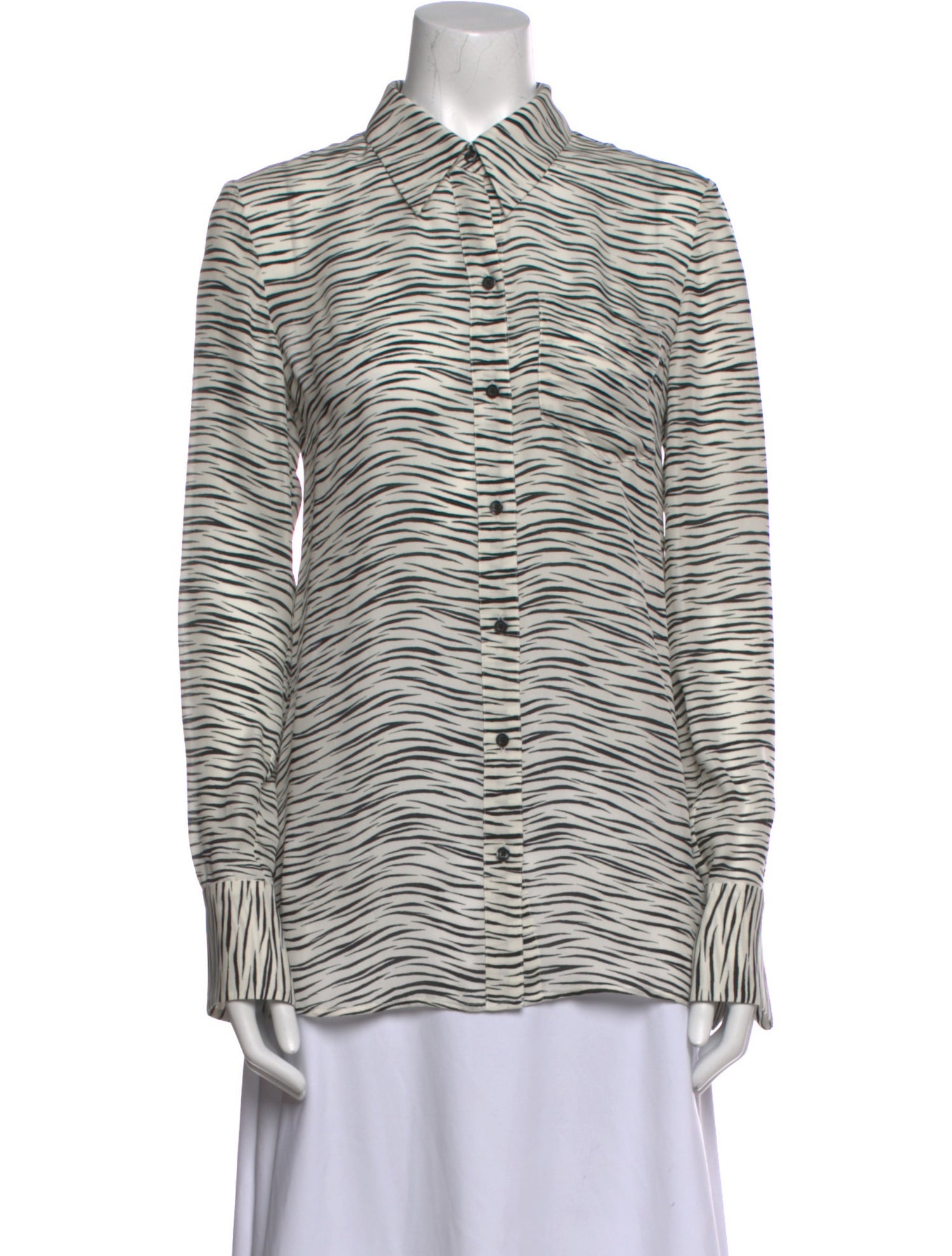 A.L.C. Silk Animal Print Button-Up Top