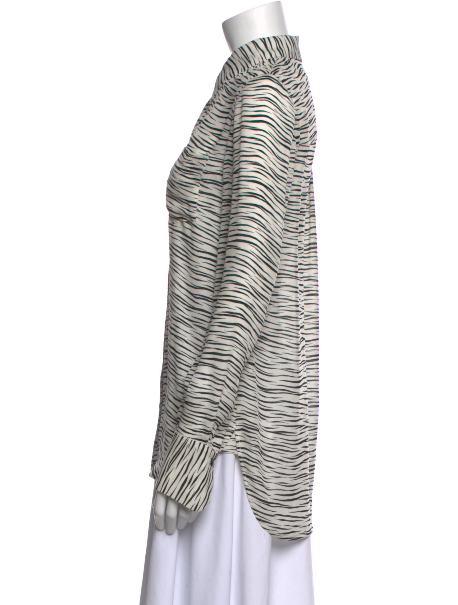 A.L.C. Silk Animal Print Button-Up Top