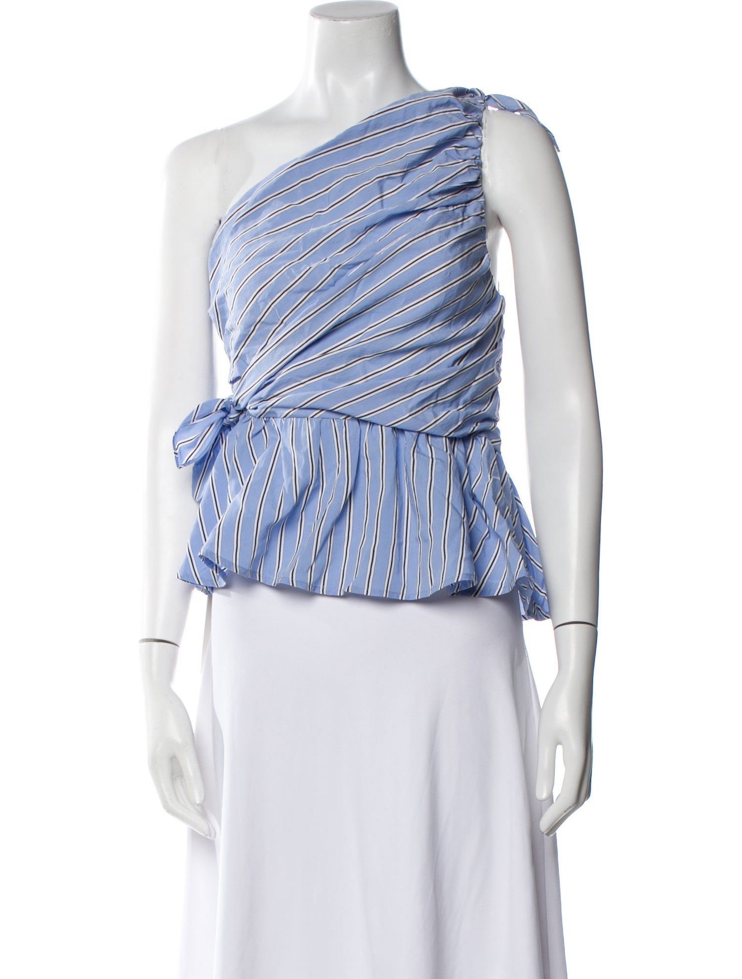 A.L.C. Striped One-Shoulder Crop Top