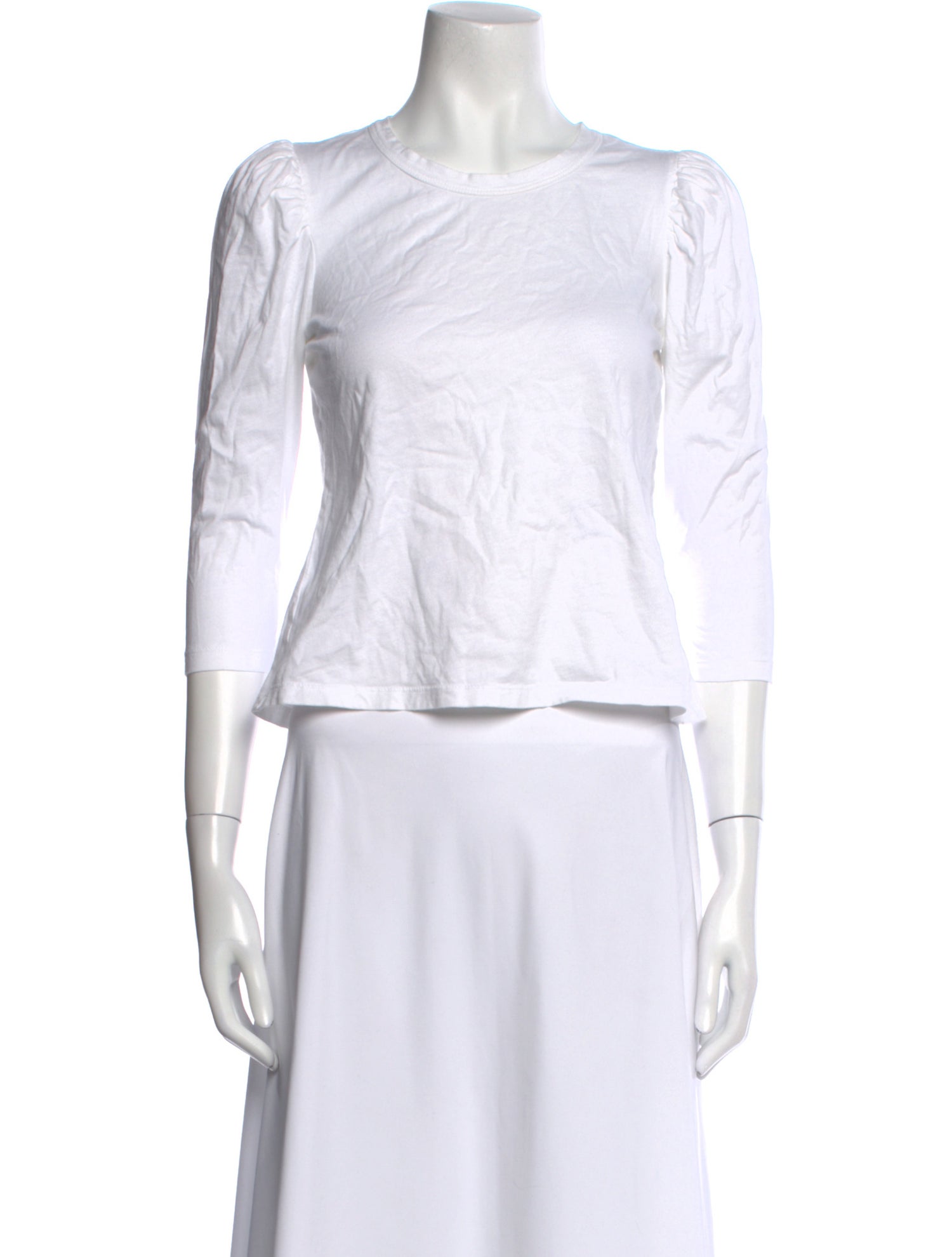 A.L.C. Crew Neck Three-Quarter Sleeve Crop Top