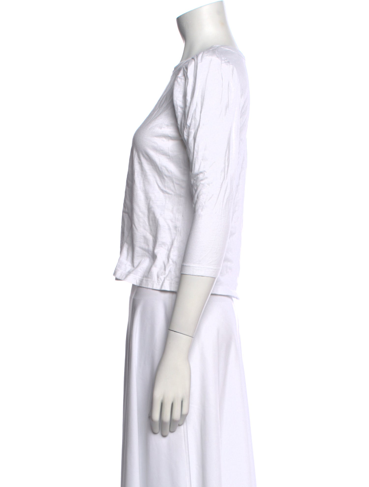 A.L.C. Crew Neck Three-Quarter Sleeve Crop Top