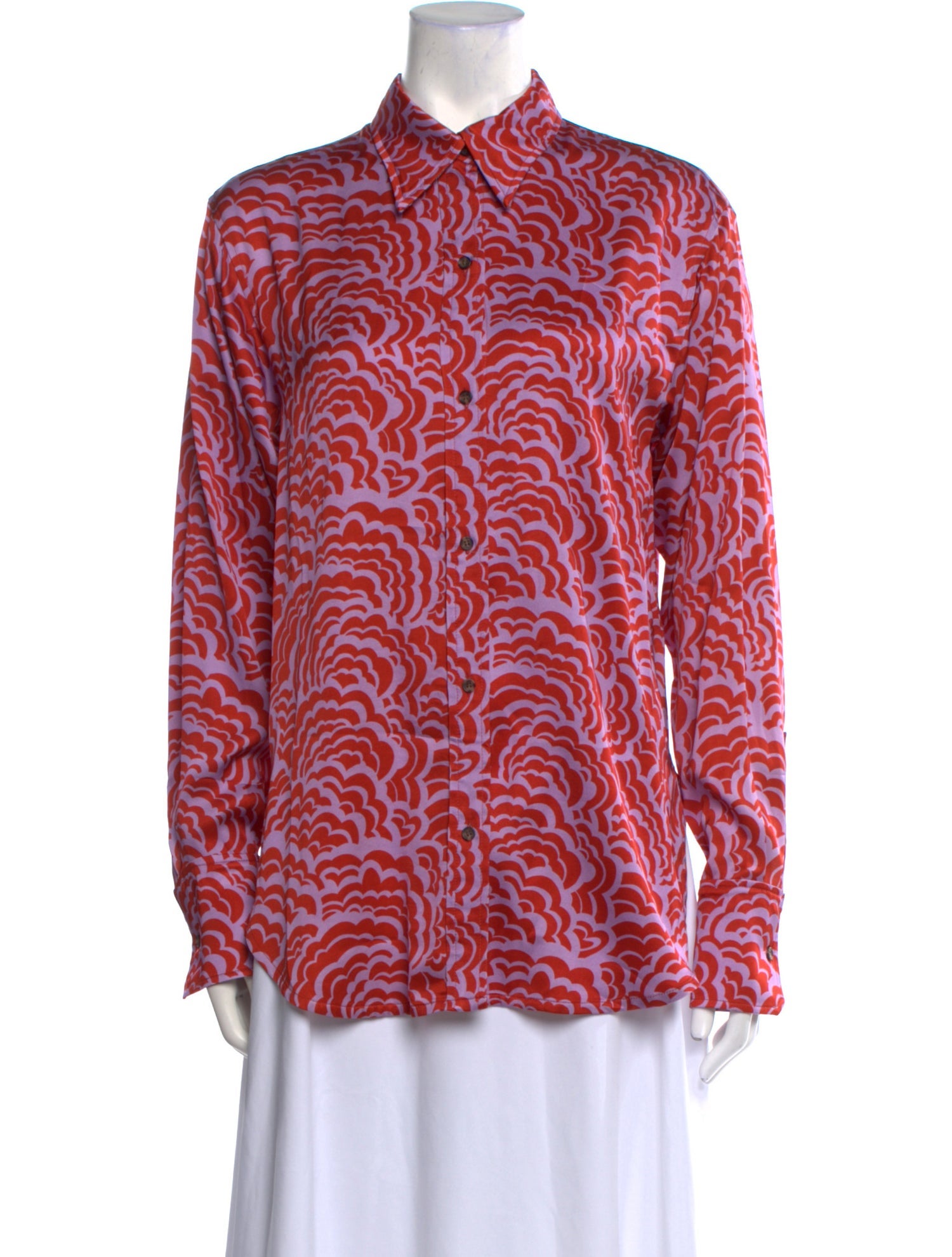 A.L.C. Printed Long Sleeve Button-Up Top