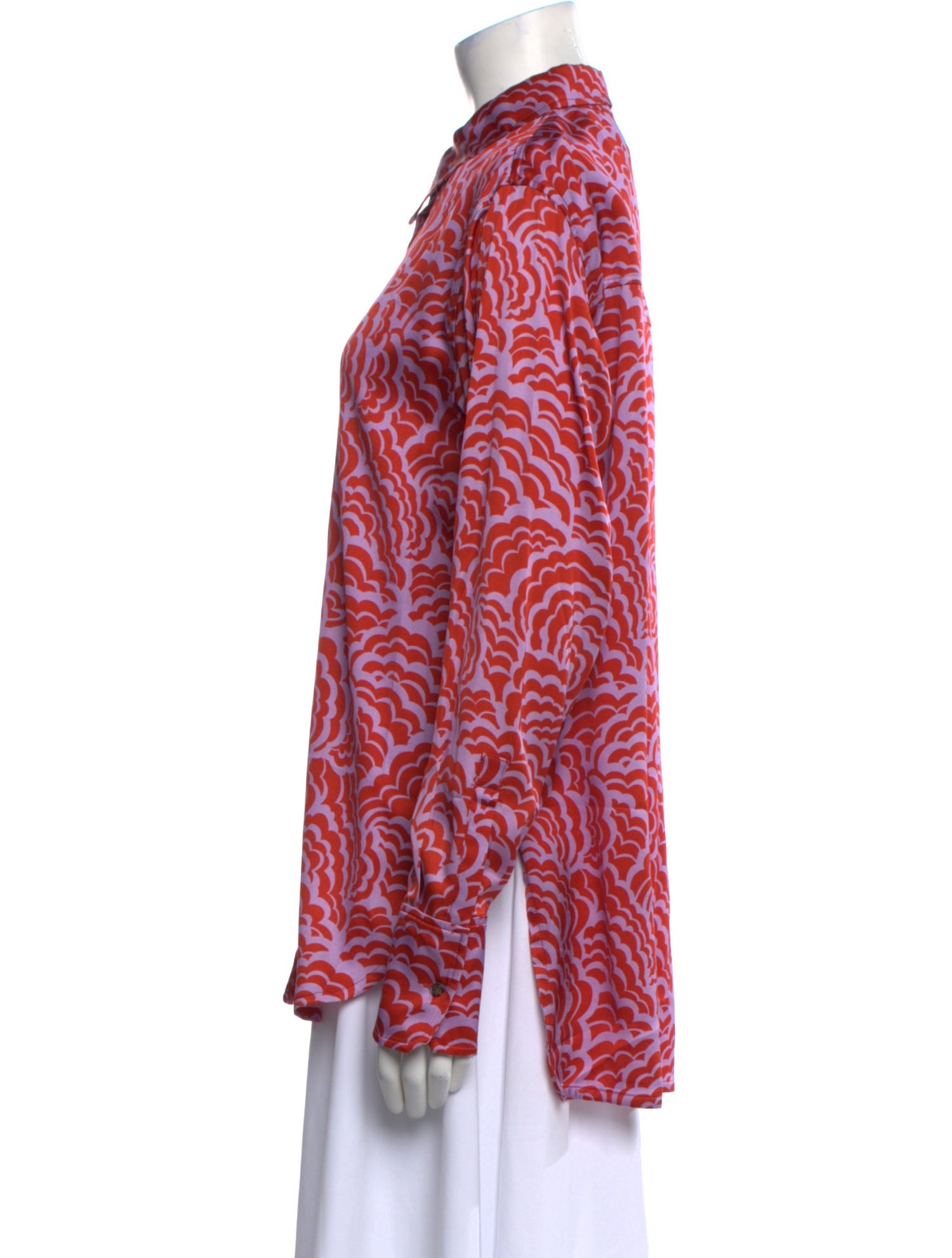 A.L.C. Printed Long Sleeve Button-Up Top